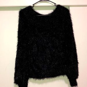 Express Super Comfy Soft Black Shiny Sweater